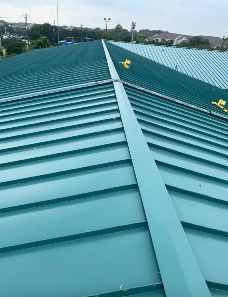 Green commercial metal roof ridge and valley for Metal Roof Repair in Romeoville